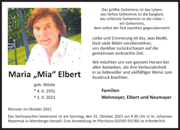 Anzeige von Maria Elbert 