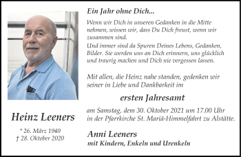 Anzeige von Heinz Leeners 