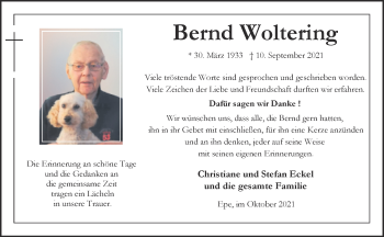 Anzeige von Bernd Woltering 
