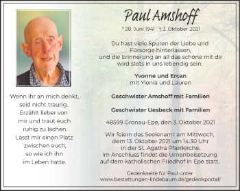 Anzeige von Paul Amshoff 