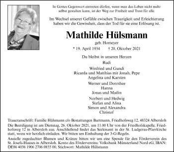 Anzeige von Mathilde Hülsmann 