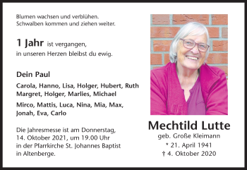 Anzeige von Mechtild Lutte 