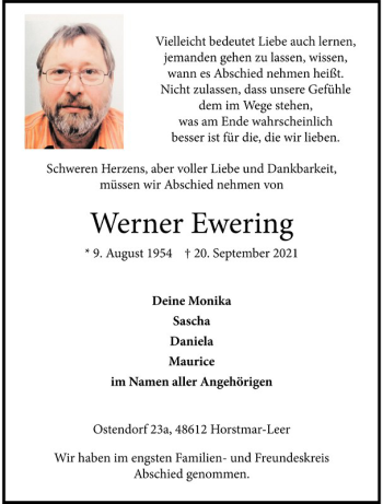 Anzeige von Werner Ewering 