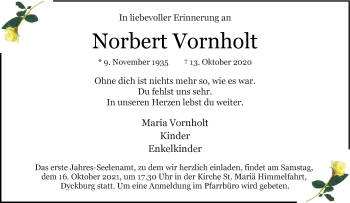 Anzeige von Norbert Vornholt 