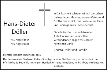 Anzeige von Hans-Dieter Döller 