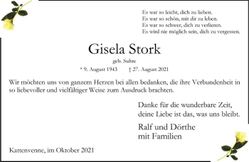 Anzeige von Gisela Stork 