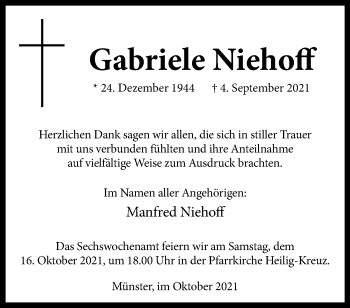 Anzeige von Gabriele Niehoff 