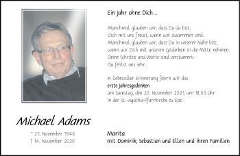 Anzeige von Michael Adams 