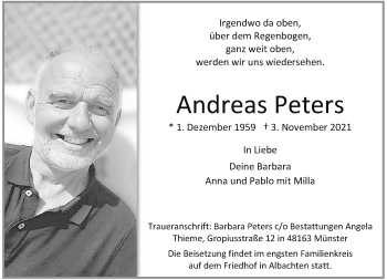 Anzeige von Andreas Peters 
