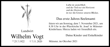 Anzeige von Wilhelm Vogt 