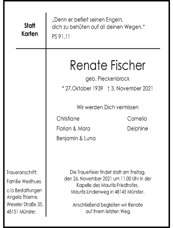 Anzeige von Renate Fischer 