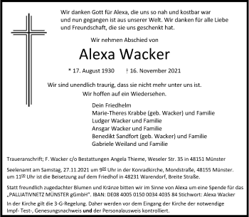 Anzeige von Alexa Wacker 