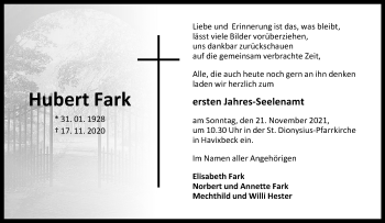 Anzeige von Hubert Fark 