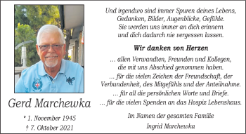 Anzeige von Gerd Marchewka 