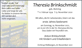 Anzeige von Theresia Brinkschmidt 
