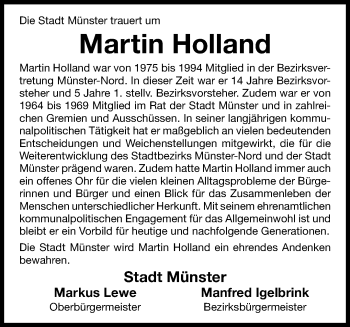 Anzeige von Martin Holland 