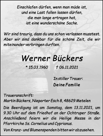 Anzeige von Werner Bückers 