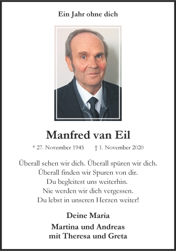 Anzeige von Manfred van Eil 