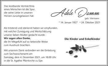 Anzeige von Adele Damm 