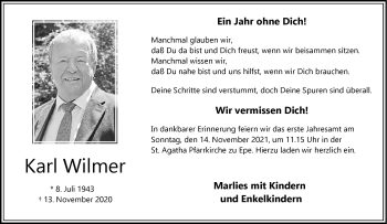 Anzeige von Karl Wilmer 