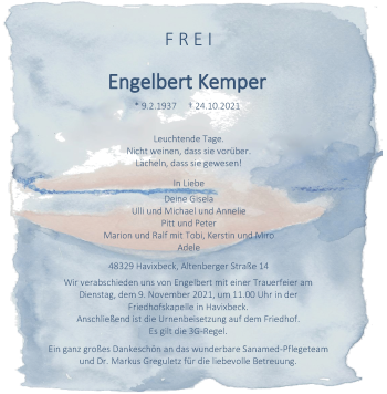 Anzeige von Engelbert Kemper 