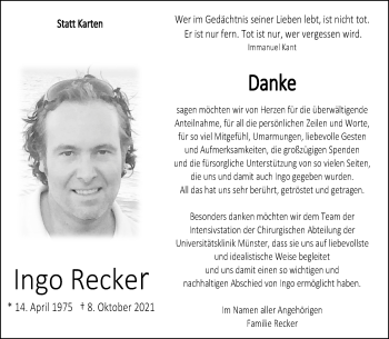 Anzeige von Ingo Recker 