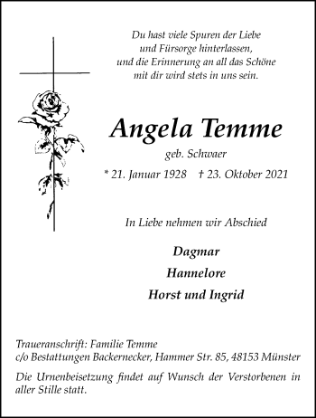 Anzeige von Angela Temme 