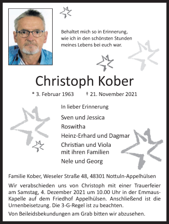 Anzeige von Christoph Kober 