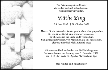 Anzeige von Käthe Eing 