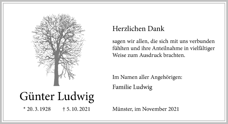  Traueranzeige für Günter Ludwig vom 20.11.2021 aus 