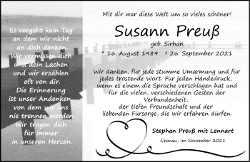 Anzeige von Susann Preuß 
