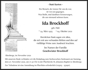 Anzeige von Ida Brockhoff 