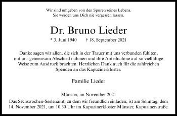 Anzeige von Bruno Lieder 