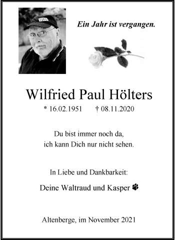 Anzeige von Wilfried Paul Hölters 