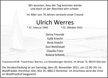 Anzeige von Ulrich Werres 