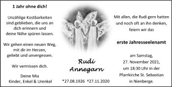 Anzeige von Rudi Annegarn 