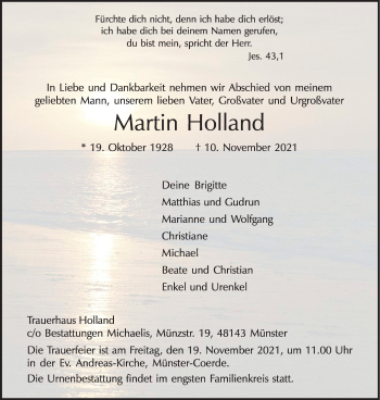 Anzeige von Martin Holland 