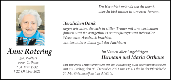 Anzeige von Änne Rotering 