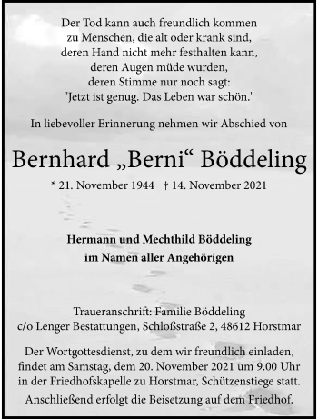 Anzeige von Bernhard 