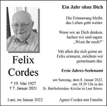 Anzeige von Felix Cordes 