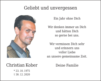 Anzeige von Christian Kober 