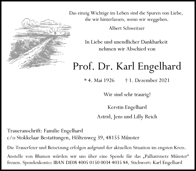  Traueranzeige für Karl Engelhard vom 04.12.2021 aus 