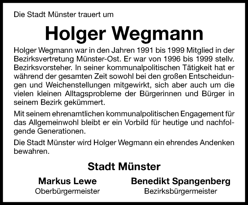  Traueranzeige für Holger Wegmann vom 11.12.2021 aus 