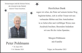 Anzeige von Peter Pohlmann 