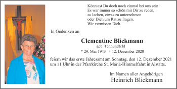 Anzeige von Clementine Blickmann 