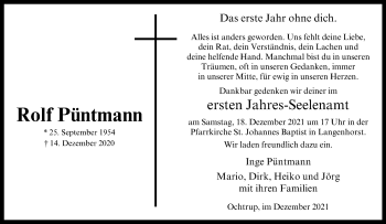 Anzeige von Rolf Püntmann 