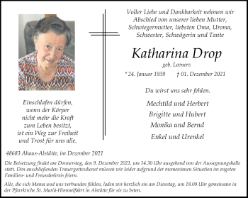 Anzeige von Katharina Drop 