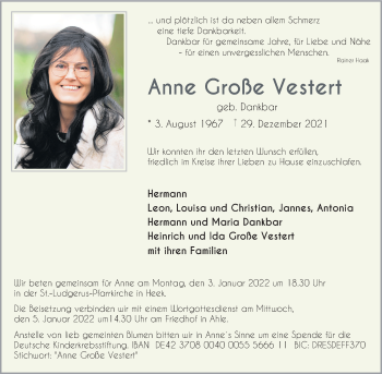 Anzeige von Anne Große Vestert 