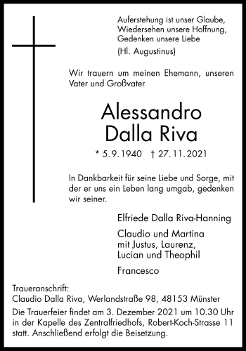 Anzeige von Alessandro Dalla Riva 