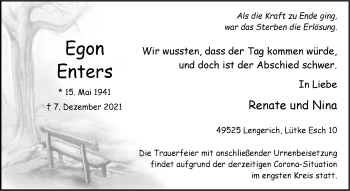 Anzeige von Egon Enters 